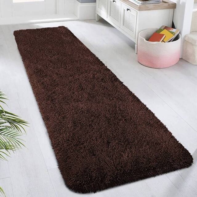 VOGREX 60 x 220 cm Brown Non Slip Long Hallway Runner Rug - Size: 60 cm x 220 cm - image 1