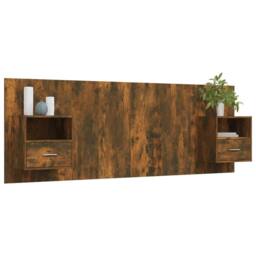 Berkfield Home Classic Bed Headboard with Cabinets Smoked Oak Engineered Wood in Brown