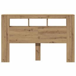 Berkfield Home LED Headboard Artisan Oak 160x18.5x103.5 cm Engineered Wood in Brown - thumbnail 6