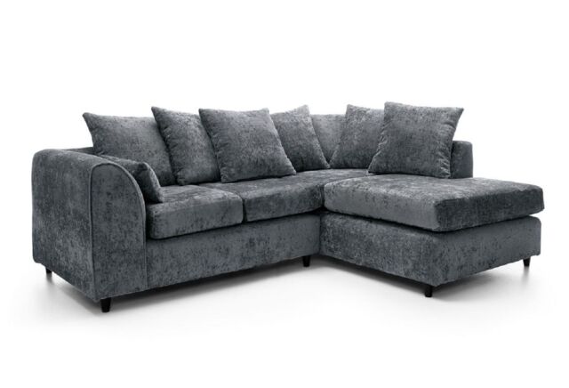 Furniture 786 Keria Chenille Fabric Right Hand Facing Corner Sofa in Grey - image 1