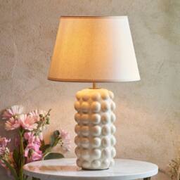Netlighting Bobble White Table Lamp Fabric Ivy Shade 35cm B22 - thumbnail 2