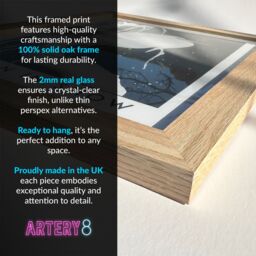 "Artery8 Scottish Coastal Cottage Night Painting Hills Art Oak Wood Framed Wall Print in Blue - Size: W12"" x H16"" x D20mm" - thumbnail 6