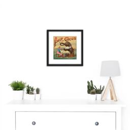 Artery8 McLoughlin Book Cover Circus 1887 Elephant Clown 8X8 Inch Square Wooden Framed Wall Art Print Picture with Mount in Black - thumbnail 2