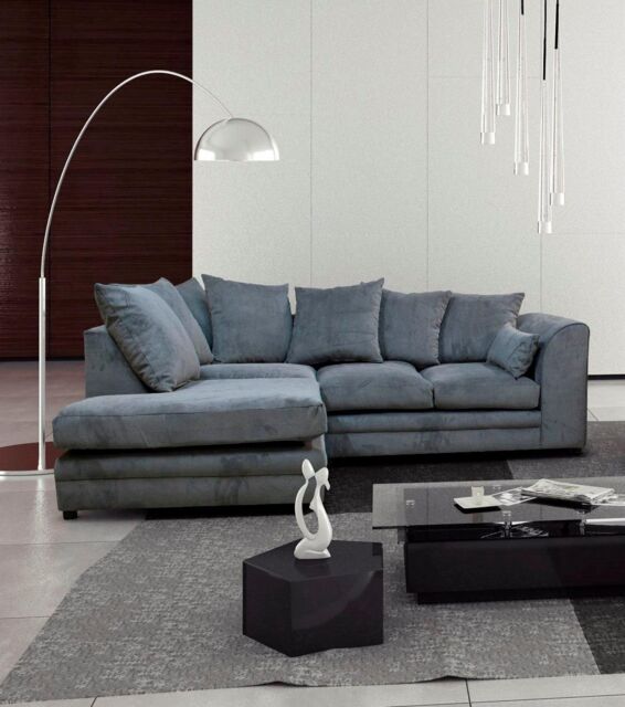 Furniture 786 Casper Fabric 4 Seater Left Hand Facing Corner Sofa in Grey - image 1