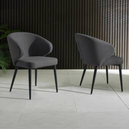 Cheshire Fairmont Premium Mid Grey Fabric Dining Chairs - Set of 2 - thumbnail 4