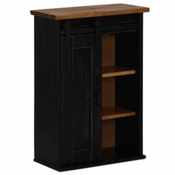 Berkfield Home Hanging Cabinet HALDEN with Sliding Door Black 49x22.5x70 cm Pine