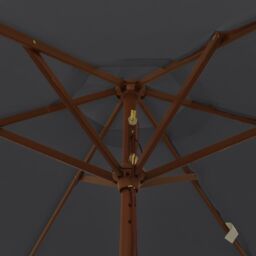 Berkfield Home Garden Parasol with Wooden Pole Black 196x231 cm - thumbnail 6
