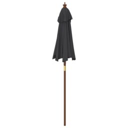 Berkfield Home Garden Parasol with Wooden Pole Black 196x231 cm - thumbnail 5