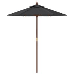 Berkfield Home Garden Parasol with Wooden Pole Black 196x231 cm - thumbnail 4