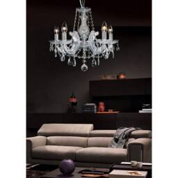 Netlighting Gabrielle Chandelier Acrylic Sconce & Glass Droplets 8 Light E14 Mink in Brown - thumbnail 3