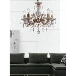 Netlighting Gabrielle Chandelier Acrylic Sconce & Glass Droplets 8 Light E14 Mink in Brown - thumbnail 5