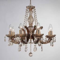 Netlighting Gabrielle Chandelier Acrylic Sconce & Glass Droplets 8 Light E14 Mink in Brown - thumbnail 2