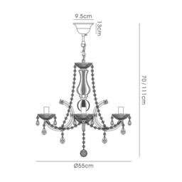 Netlighting Gabrielle Chandelier Acrylic Sconce & Glass Droplets 8 Light E14 Mink in Brown - thumbnail 6