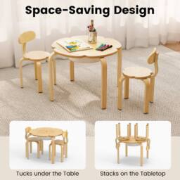 Costway Kids Table & 2 Chairs Set Activity Desk & Chair Set w/ Storage Bin in Natural - thumbnail 6