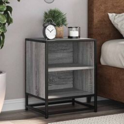 Berkfield Home Bedside Cabinets 2 pcs Grey Sonoma 40x31x50 cm Engineered Wood & Metal - Size: 40 x 31 x 50 cm - thumbnail 1