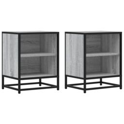 Berkfield Home Bedside Cabinets 2 pcs Grey Sonoma 40x31x50 cm Engineered Wood & Metal - Size: 40 x 31 x 50 cm - thumbnail 2