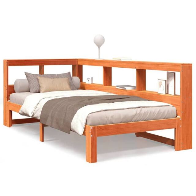 Berkfield Home Bookcase Bed without Mattress Wax Brown 90x190 cm Solid Wood Pine - image 1