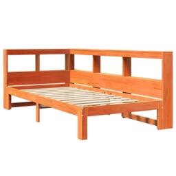 Berkfield Home Bookcase Bed without Mattress Wax Brown 90x190 cm Solid Wood Pine - thumbnail 4