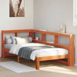 Berkfield Home Bookcase Bed without Mattress Wax Brown 90x190 cm Solid Wood Pine - thumbnail 2