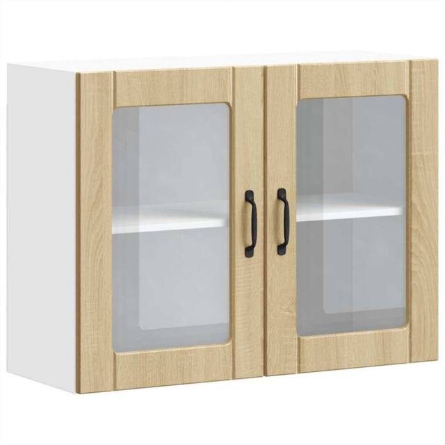 Berkfield Home Kitchen Wall Cabinet with Glass Door Lucca Sonoma Oak Engineered Wood in Brown - image 1