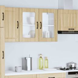 Berkfield Home Kitchen Wall Cabinet with Glass Door Lucca Sonoma Oak Engineered Wood in Brown - thumbnail 4