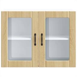 Berkfield Home Kitchen Wall Cabinet with Glass Door Lucca Sonoma Oak Engineered Wood in Brown - thumbnail 6