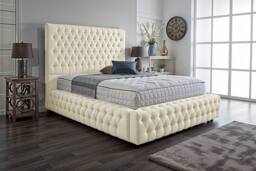 UK Bed Furniture Duchess Ottoman Gas Lift Upholstered Bed Frame with 54 Inch Headboard in Cream - Size: Super King - thumbnail 1