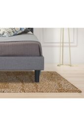 Modernique Fabric Bed with High Headboard, Slatted Wooden Sprung Bed Base in Grey - Size: Single - thumbnail 2