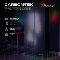X Rocker Carbon-Tek 2 Door Wardrobe with Drawer & LED Lighting in Dark Grey - thumbnail 2