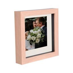 "Nicola Spring 6"" x 6"" 3D Box Photo Frame - 4"" x 4"" Mount - Light Brown in Ivory" - thumbnail 1