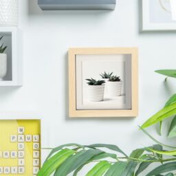 "Nicola Spring 6"" x 6"" 3D Box Photo Frame - 4"" x 4"" Mount - Light Brown in Ivory" - thumbnail 6