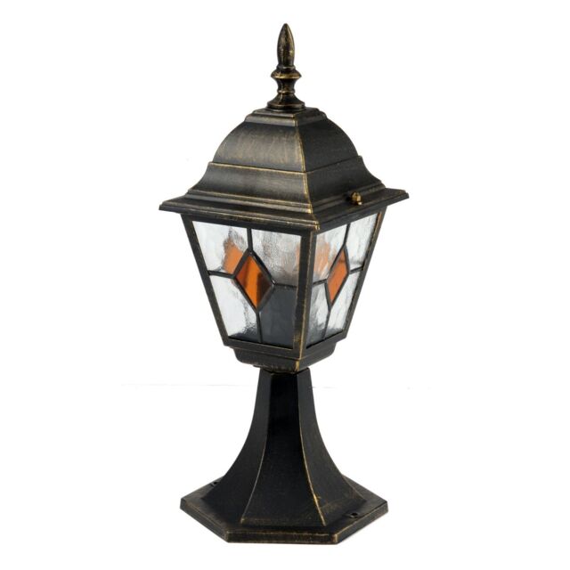 First Choice Lighting Morecambe - Black with Brushed Gold IP44 Post Light - image 1