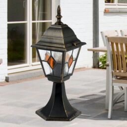 First Choice Lighting Morecambe - Black with Brushed Gold IP44 Post Light - thumbnail 4