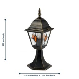 First Choice Lighting Morecambe - Black with Brushed Gold IP44 Post Light - thumbnail 5