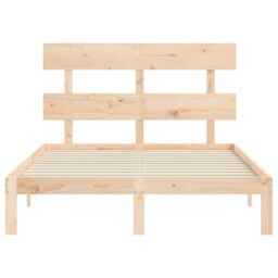 Berkfield Home Bed Frame with Headboard 140x200 cm Solid Wood in Brown - thumbnail 6