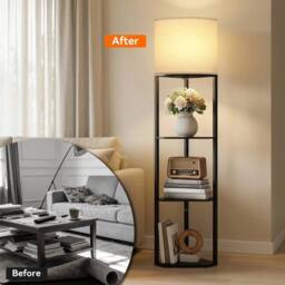 EONLION Corner Floor Lamp Modern Standard Free Standing in Black - thumbnail 4