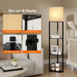 EONLION Corner Floor Lamp Modern Standard Free Standing in Black - thumbnail 3