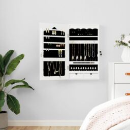 Berkfield Home Mirror Jewellery Cabinet Wall Mounted White 37.5x10x67 cm
