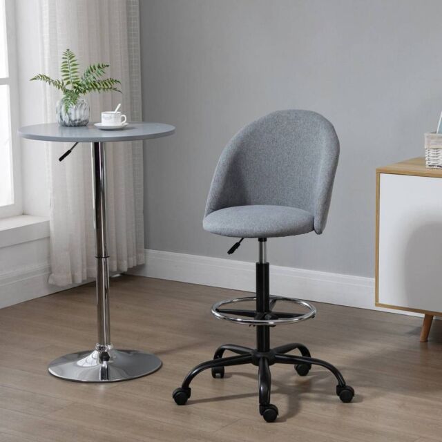 EONLION Draughtsman Chair Home Office Ergonomic 5 Wheels in Grey - image 1