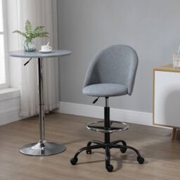 EONLION Draughtsman Chair Home Office Ergonomic 5 Wheels in Grey - thumbnail 1