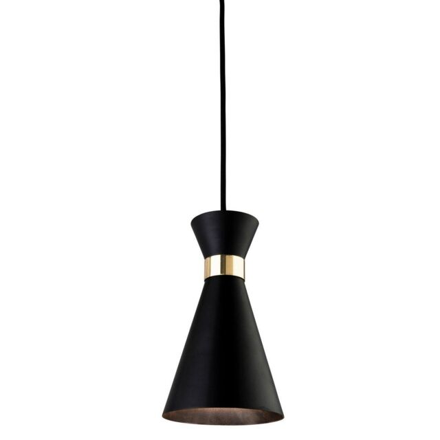 Netlighting Ohio 1 Light Ceiling Pendant Black Brass E27 in Grey