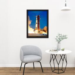 "Artery8 Wall Art Print Space NASA Apollo 11 Rocket Launch Lift Off-Photo Large Framed Wall Décor Art in Black - Size: W18"" x H24""" - thumbnail 2