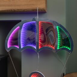 Samuel Alexander 85cm Multicoloured Infinity LED Hanging Parachute Christmas Gnome Gonk - thumbnail 4