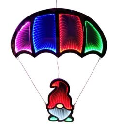 Samuel Alexander 85cm Multicoloured Infinity LED Hanging Parachute Christmas Gnome Gonk - thumbnail 3