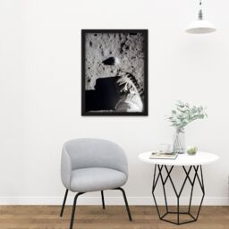"Artery8 Wall Art Print Space NASA Moon Landing Apollo 11 Aldrin's Boot Photo Large Framed Wall Décor Art in White - Size: W18"" x H24""" - thumbnail 2