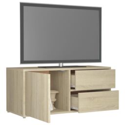 Berkfield Home TV Cabinet Sonoma Oak 80x34x36 cm Engineered Wood in Brown - Size: 80 x 34 x 36 cm - thumbnail 5