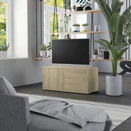 Berkfield Home TV Cabinet Sonoma Oak 80x34x36 cm Engineered Wood in Brown - Size: 80 x 34 x 36 cm - thumbnail 1
