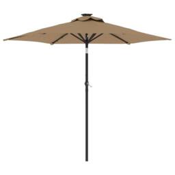 Berkfield Home Comfortable Garden Parasol with LEDs & Steel Pole Taupe 225x225 - thumbnail 3