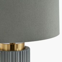Ruma Textured Dark Green & Gold Ceramic Art Deco Table Lamp in Grey - thumbnail 3