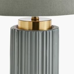 Ruma Textured Dark Green & Gold Ceramic Art Deco Table Lamp in Grey - thumbnail 6
